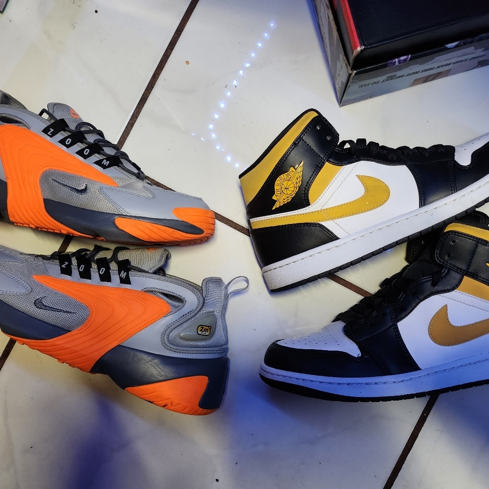 Nike wolf Grey Jordan 1 mid pollen both size 11